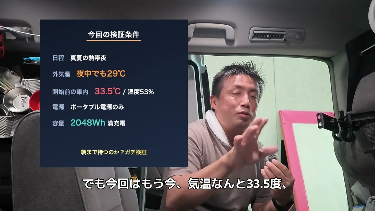 検証開始時のアルファード車内は33.5℃