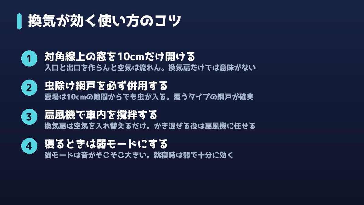 換気が効く使い方のコツ