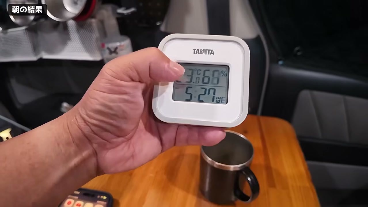 朝5時27分の車内温度23℃
